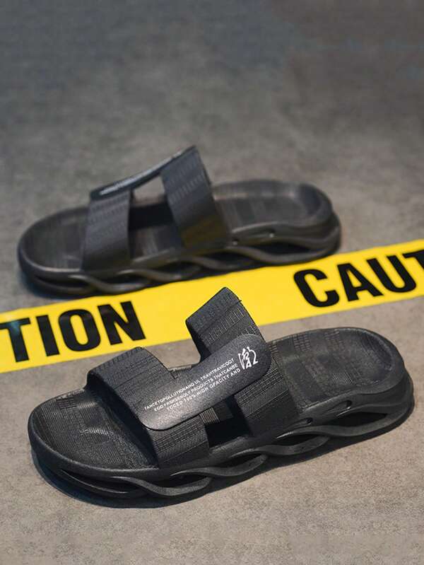 Men Letter Graphic Double Strap Slides