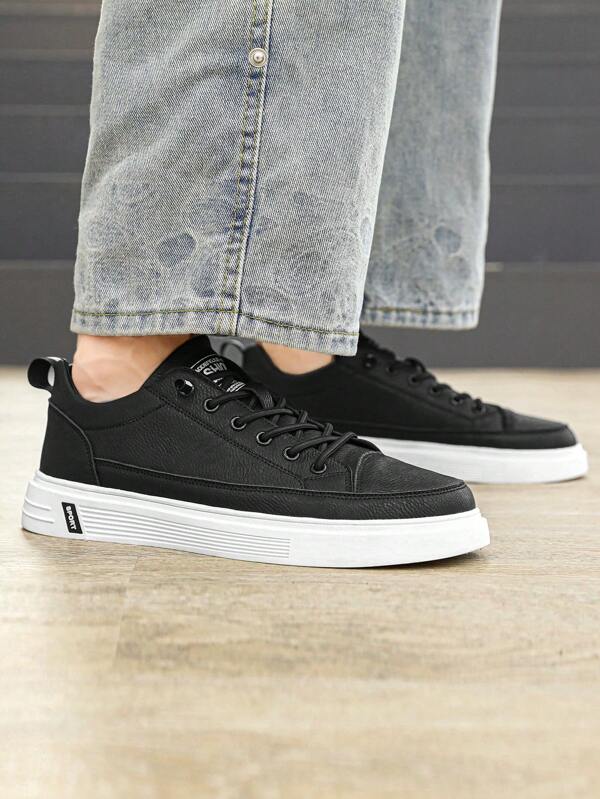 Sporty Skate Shoes For Men, Letter Graphic Lace-up Front Sneakers