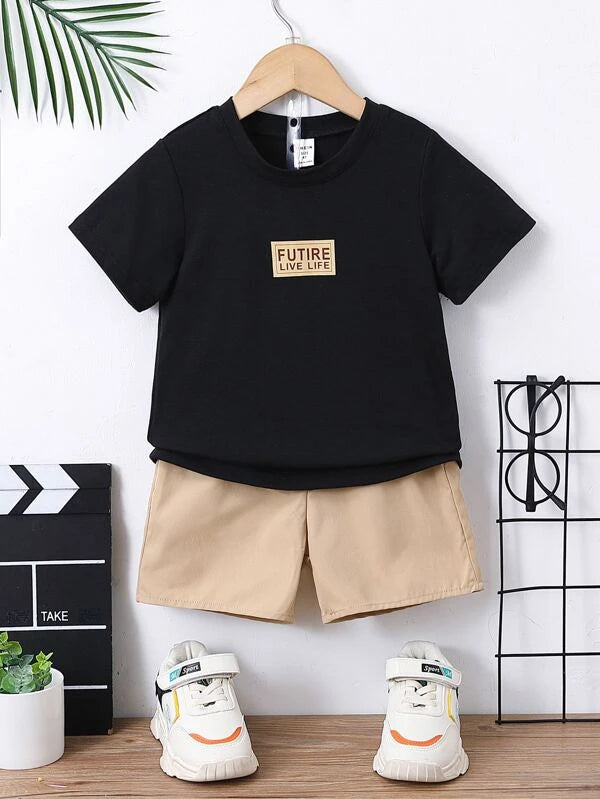 Toddler Boys Letter Graphic Tee & Shorts