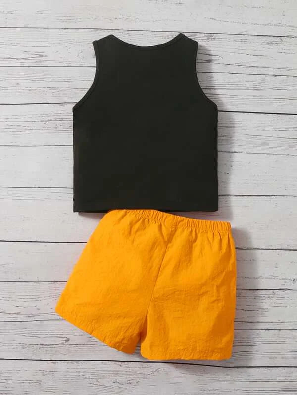 Baby Tropical Print Tank Top & Bow Front Shorts