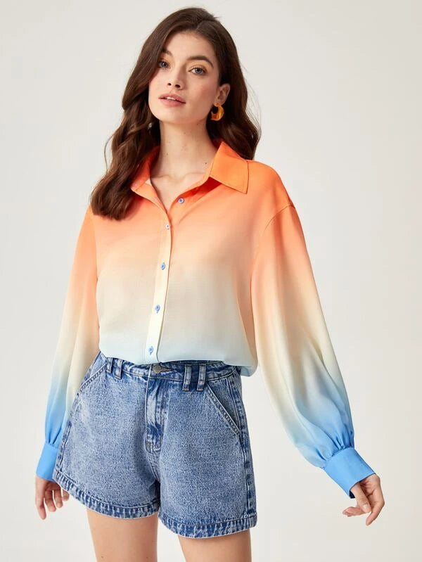 SHEIN BIZwear Ombre Drop Shoulder Shirt