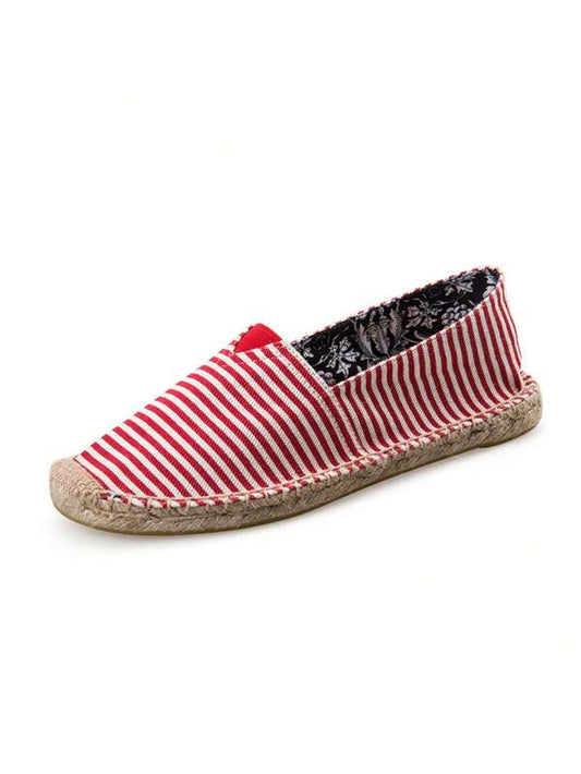 Men Striped Pattern Espadrille Shoes, Vacation Outdoor Loafers