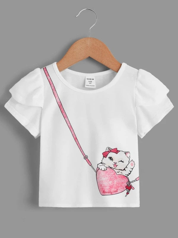 oddler Girls Cartoon Graphic Tee