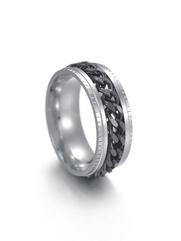 1Pc Men Stainless Steel Chain Ring Lose Stress Ring For A Stylish Look Fashion Punk Popular Jewelry Gift Personality