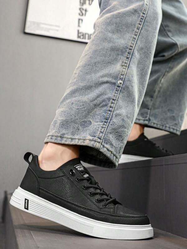 Sporty Skate Shoes For Men, Letter Graphic Lace-up Front Sneakers