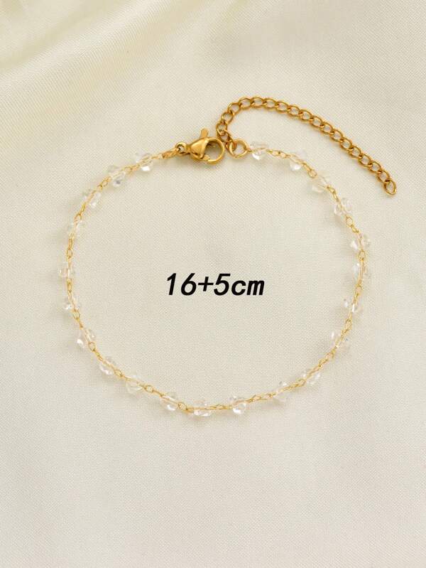 1pc Fashionable Cubic Zirconia Bead Decor Bracelet For Women For Daily Decoration
