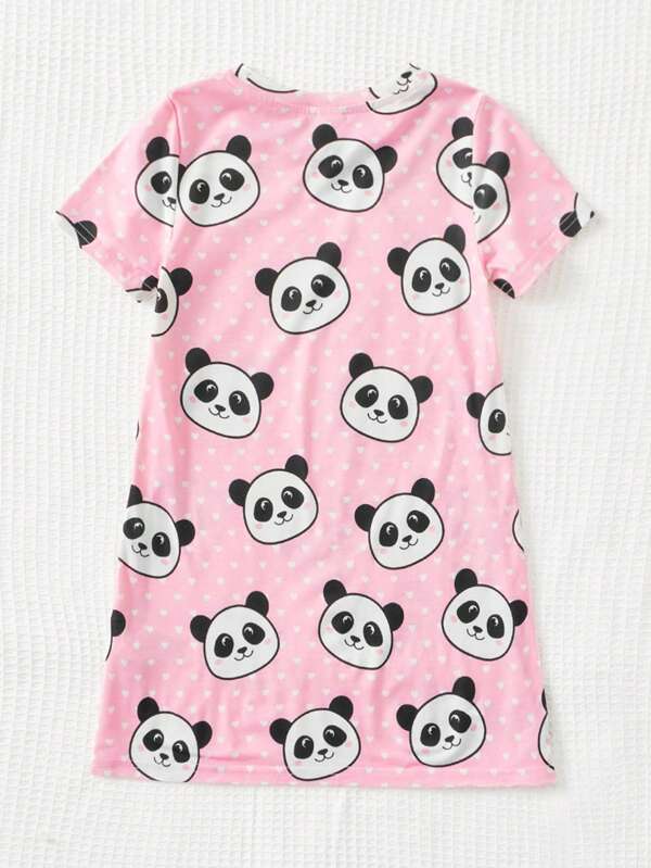 SHEIN Toddler Girls Panda Print Tee Nightdress