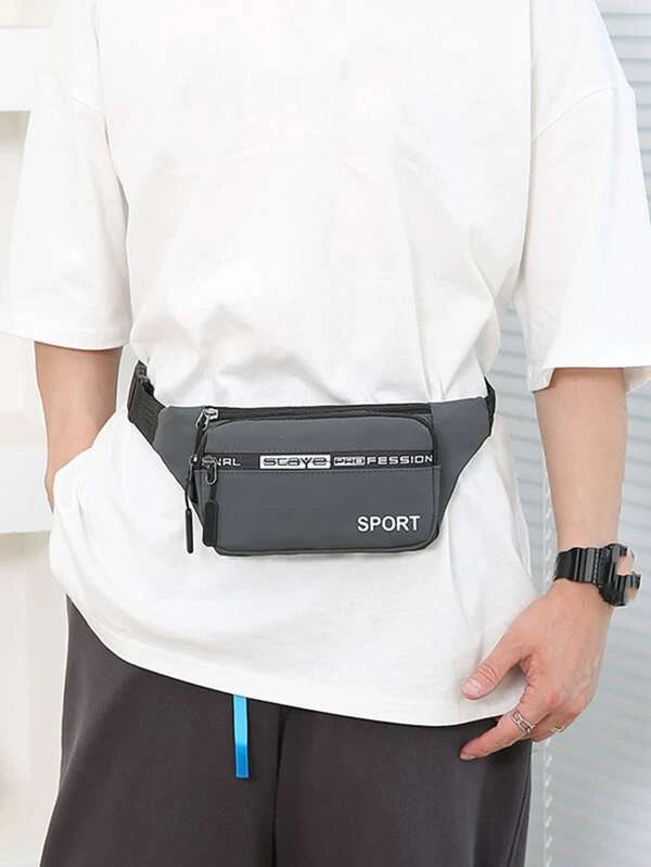 Men Letter Graphic Waist Bag Chest Bag, Gift For Father