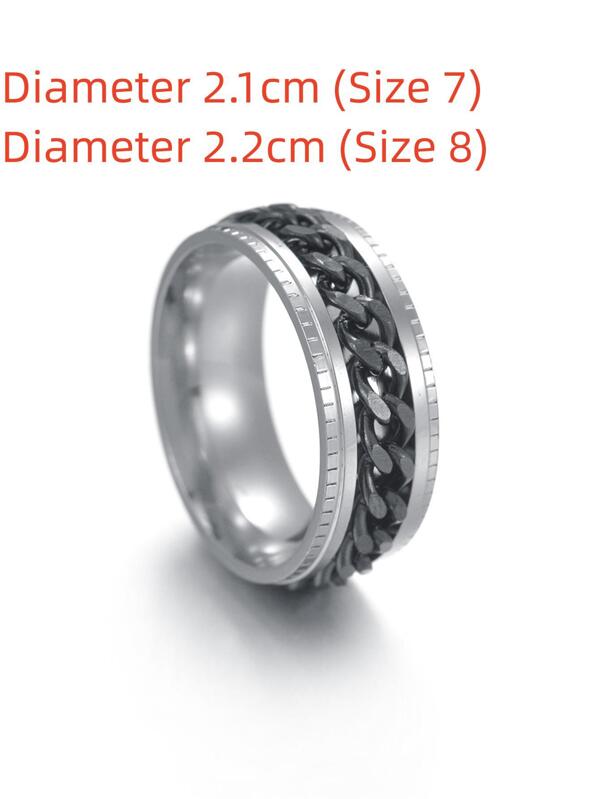 1Pc Men Stainless Steel Chain Ring Lose Stress Ring For A Stylish Look Fashion Punk Popular Jewelry Gift Personality