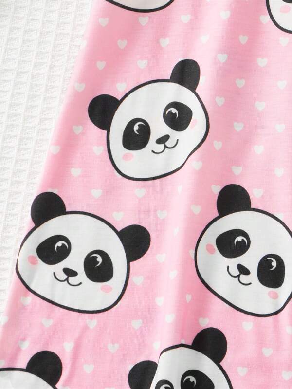 SHEIN Toddler Girls Panda Print Tee Nightdress