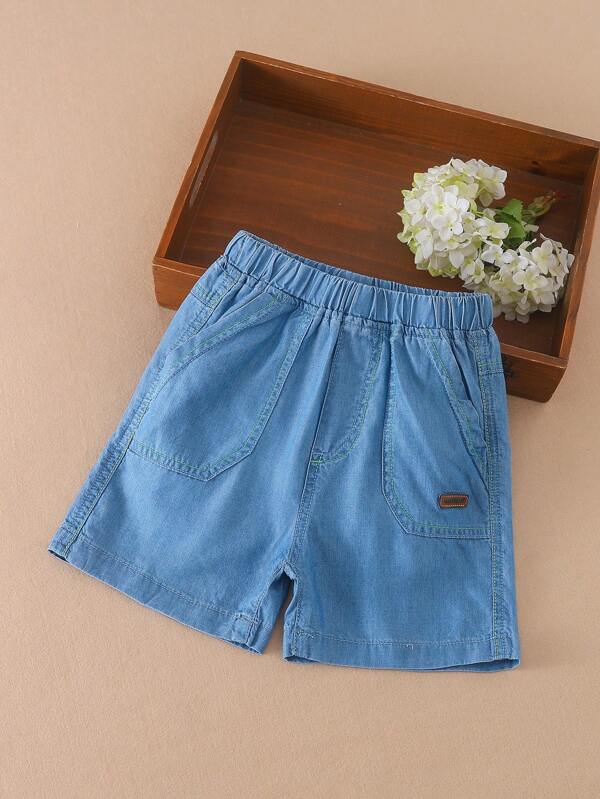 Toddler Boys Letter Patched Detail Denim Shorts