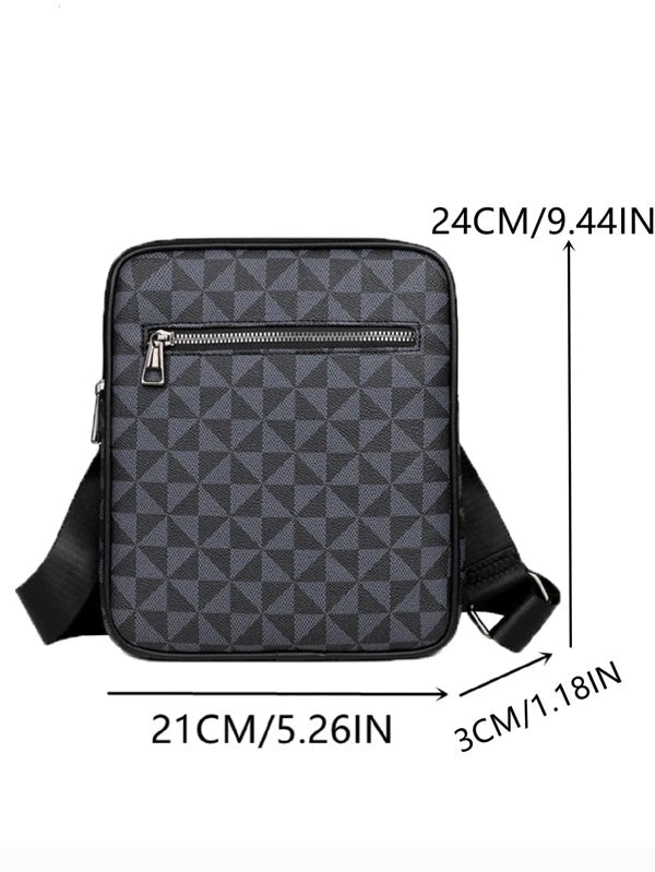 A windmill patterned black and blue contrasting PVC lightweight zipper 21CM * 3CM * 24CM fashionable men's diagonal shoulder bag suitable for daily use, work, commuting, holiday gifts for men