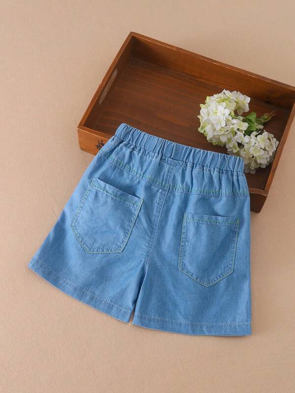 Toddler Boys Letter Patched Detail Denim Shorts