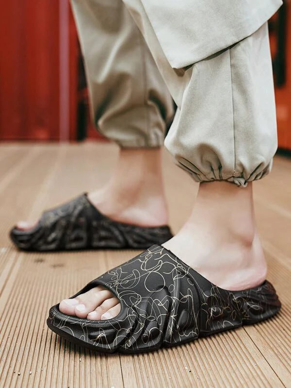 Fashion Slippers For Men, Graphic Print EVA Slides