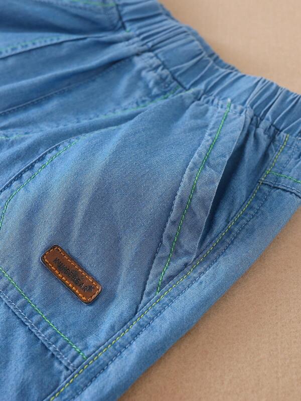 Toddler Boys Letter Patched Detail Denim Shorts