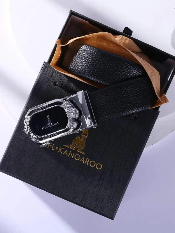 Men Letter Graphic Automatic Buckle Belt