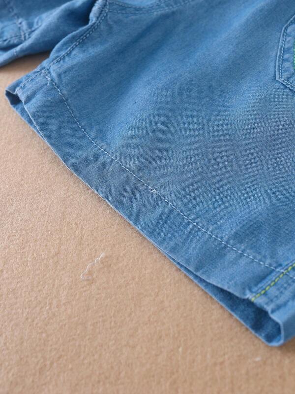 Toddler Boys Letter Patched Detail Denim Shorts