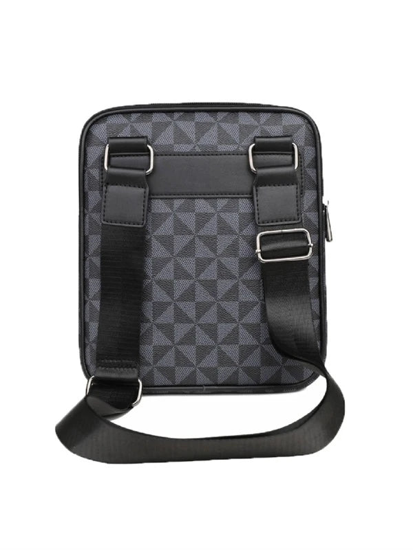 A windmill patterned black and blue contrasting PVC lightweight zipper 21CM * 3CM * 24CM fashionable men's diagonal shoulder bag suitable for daily use, work, commuting, holiday gifts for men