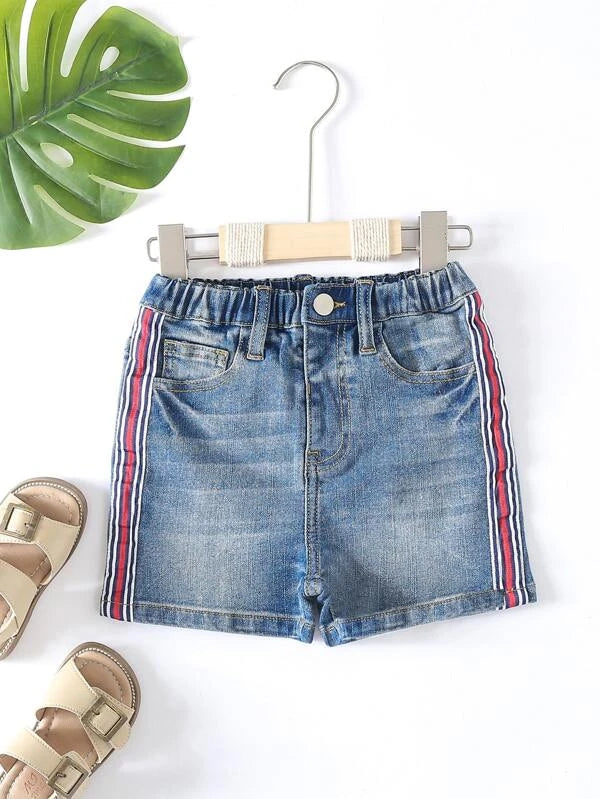 Toddler Boys Contrast Tape Side Denim Shorts