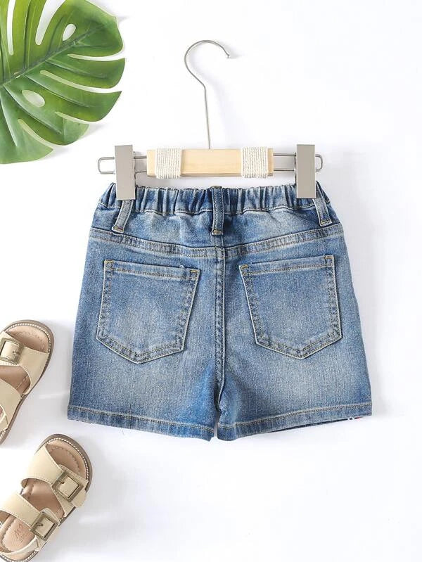 Toddler Boys Contrast Tape Side Denim Shorts