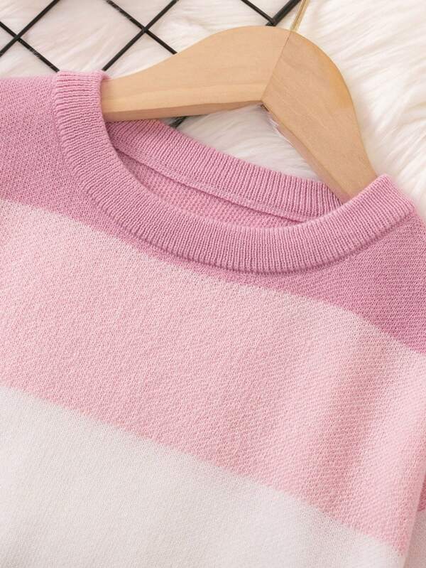 Young Girl Colorblock Flare Sleeve Sweater