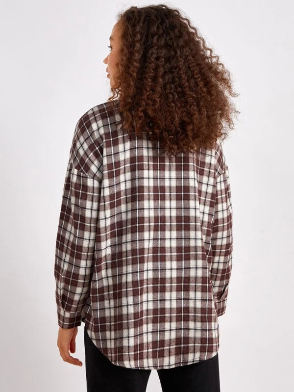 Plaid Button Front Pocket Shirt