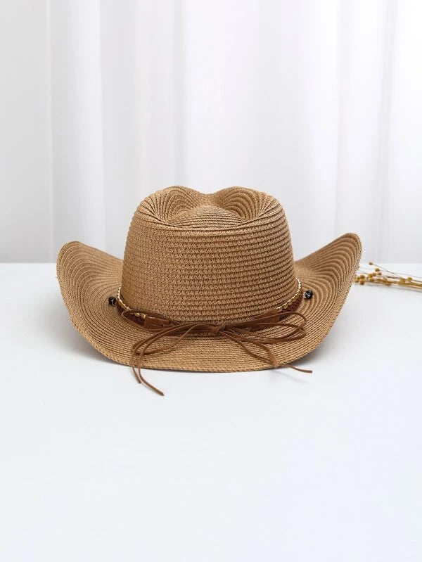 Bead Decor Straw Hat