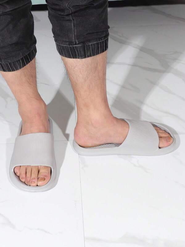 Men Minimalist Single Band Slides, Fashion Bathroom EVA Slides