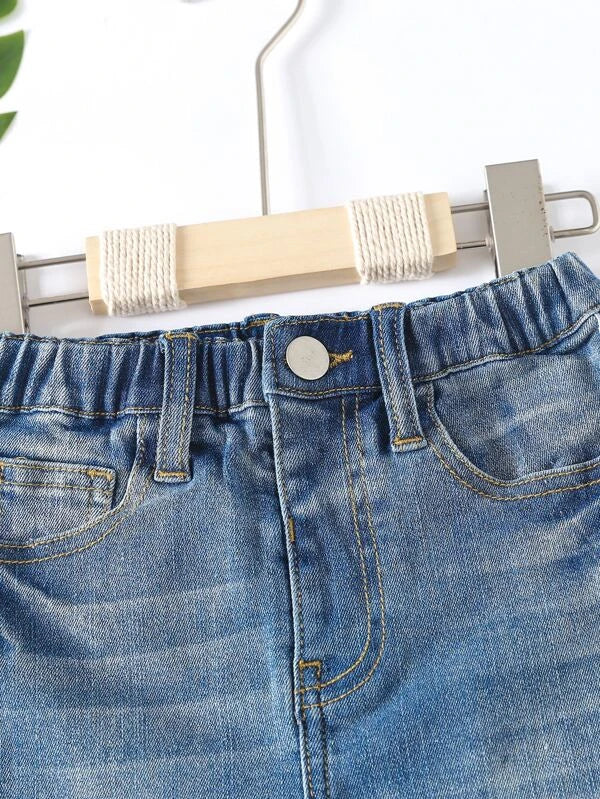 Toddler Boys Contrast Tape Side Denim Shorts