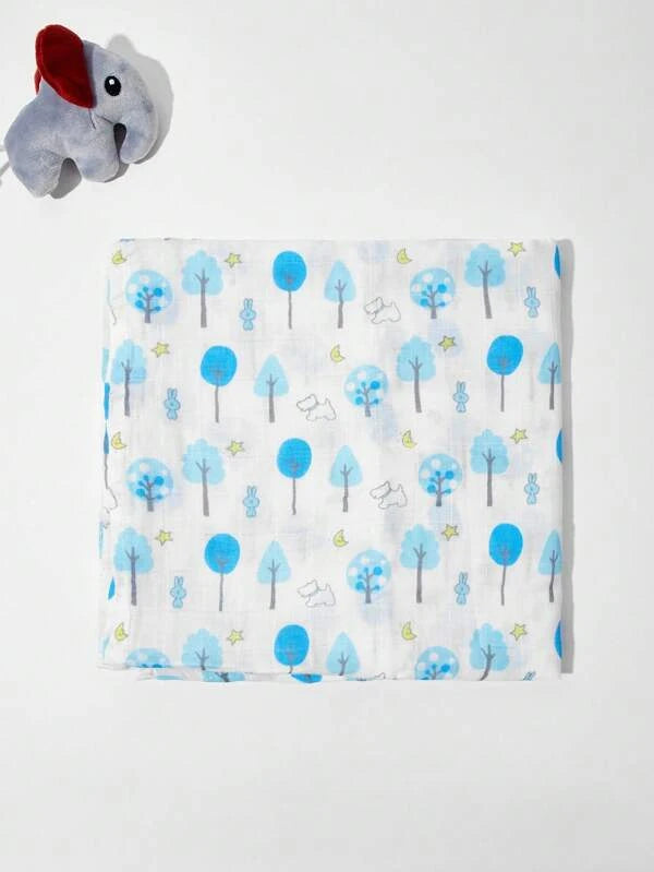 1pc Baby Tree & Cartoon Graphic Fabric Swaddling Blanket