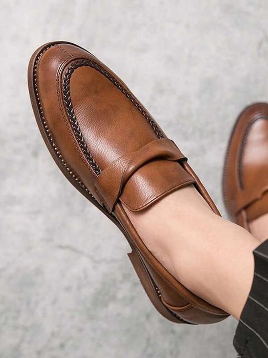 Men Stitch Detail Twist Detail Dress Loafers, Business Office Dress Shoes