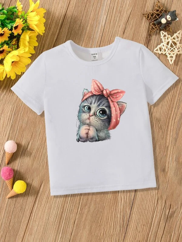 Toddler Girls 1pc Cat Print Tee