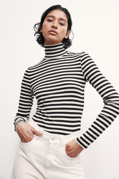 Modal-blend polo-neck top