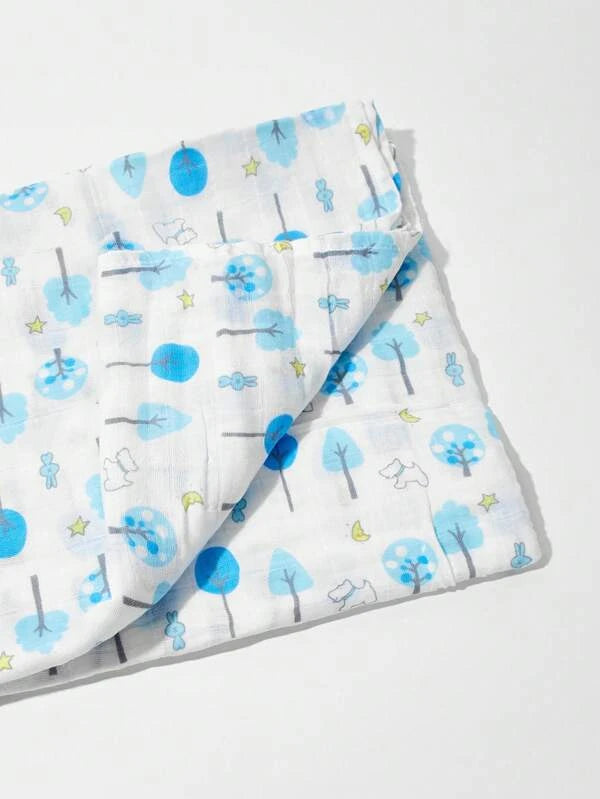 1pc Baby Tree & Cartoon Graphic Fabric Swaddling Blanket