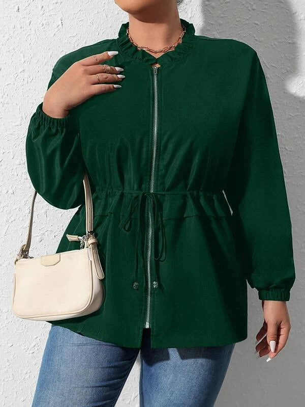 SHEIN Clasi Plus Drawstring Waist Zip Up Jacket