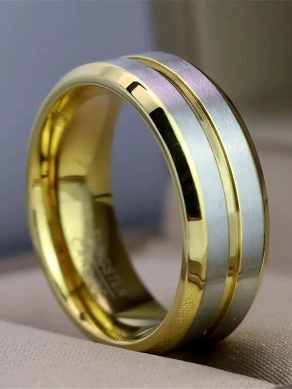 Fashion Stainless Steel Two Tone Ring For Men For Gift Jewelry Gift