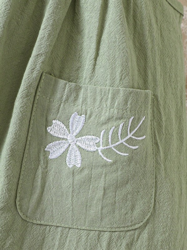 Baby Floral Embroidery Dual Pocket Dress