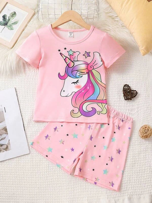 Toddler Girls Unicorn Print PJ Set