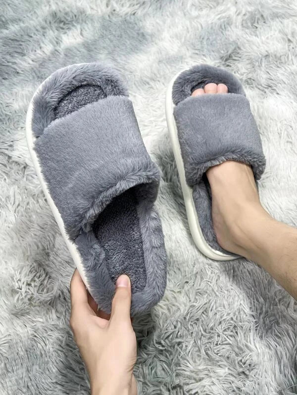 Men Minimalist Fluffy Bedroom Slippers