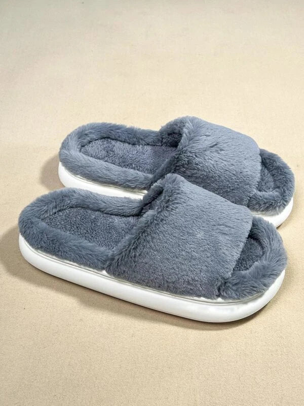 Men Minimalist Fluffy Bedroom Slippers