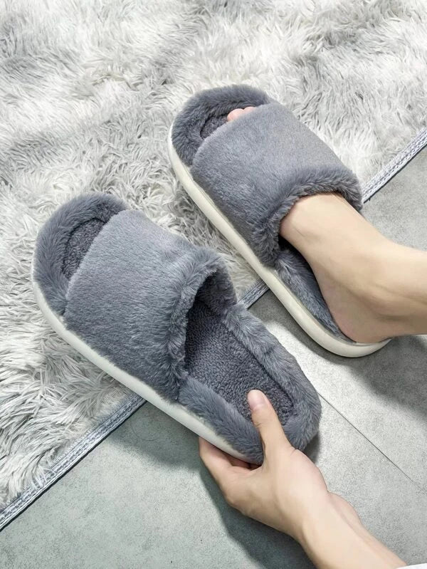 Men Minimalist Fluffy Bedroom Slippers