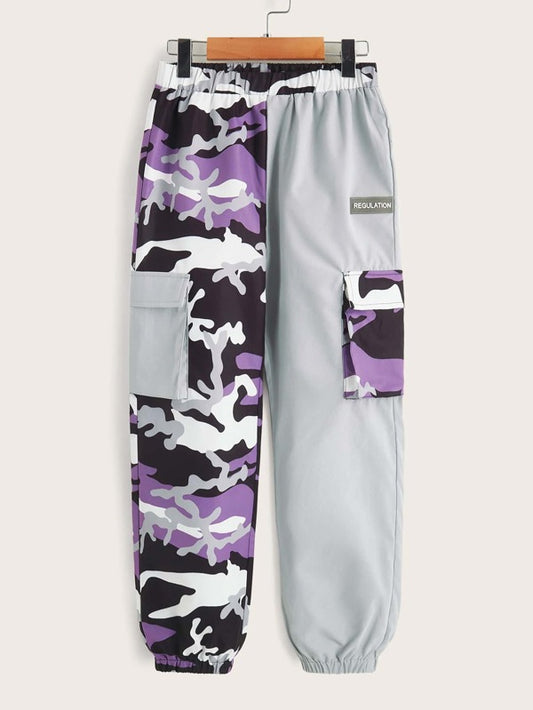 SHEIN Kids EVRYDAY Boys Flap Pocket Camo Print Pants