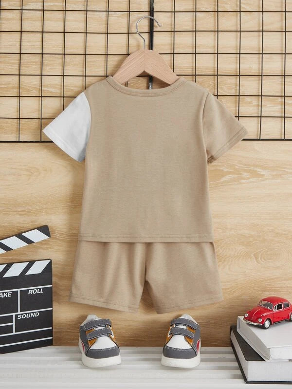 Baby Letter Graphic Two Tone Tee & Shorts
