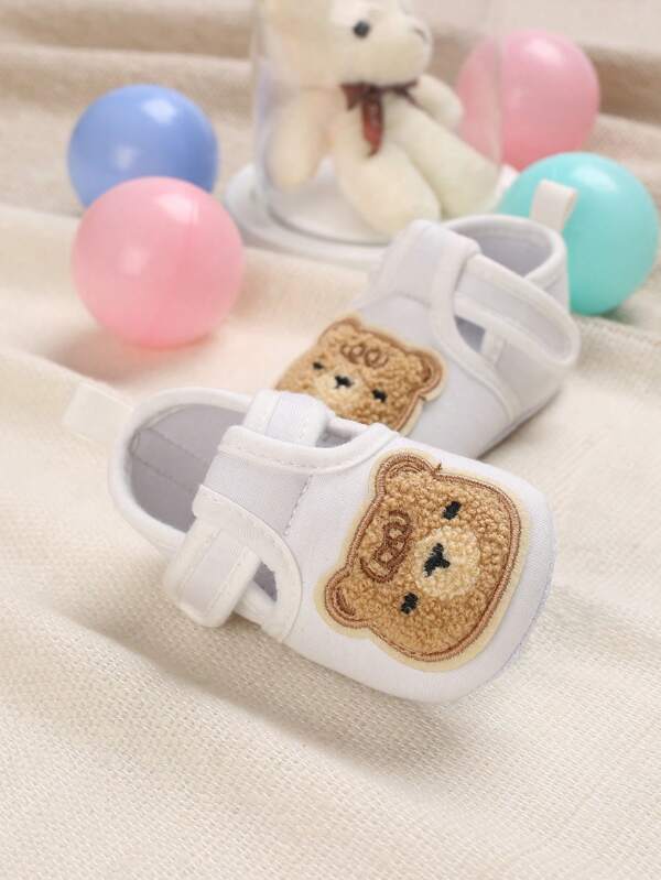 Baby Boys Cartoon Bear Patch Decor Cute Flats For Spring And Autumn