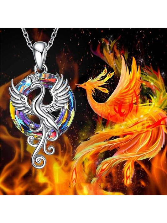 Fashionable Zinc Alloy Phoenix Detail Round Pendant Necklace, Exquisite Birthday Gift Fashion Punk Jewelry Gift For Men Popular