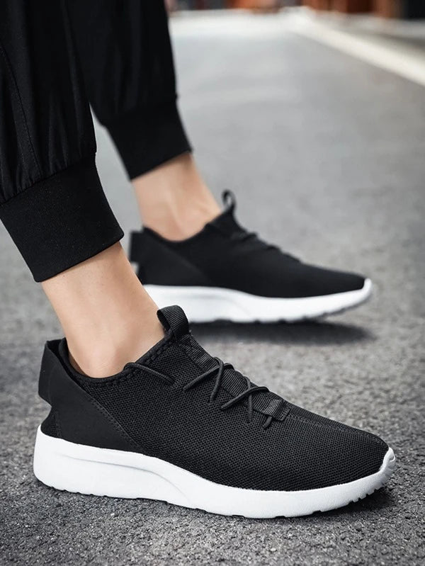 Men's Ultralight Breathable Fashionable Casual Eva Lace-up Decor Knit Sneakers