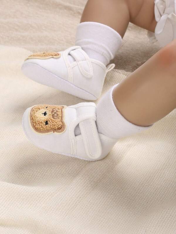 Baby Boys Cartoon Bear Patch Decor Cute Flats For Spring And Autumn