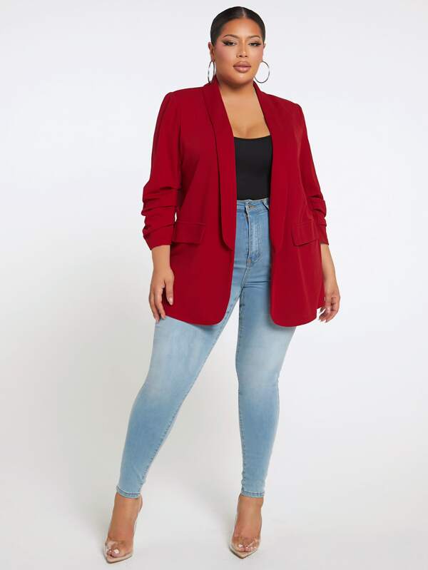 SHEIN SXY Plus Shawl Collar Open Front Coat