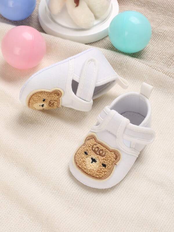 Baby Boys Cartoon Bear Patch Decor Cute Flats For Spring And Autumn