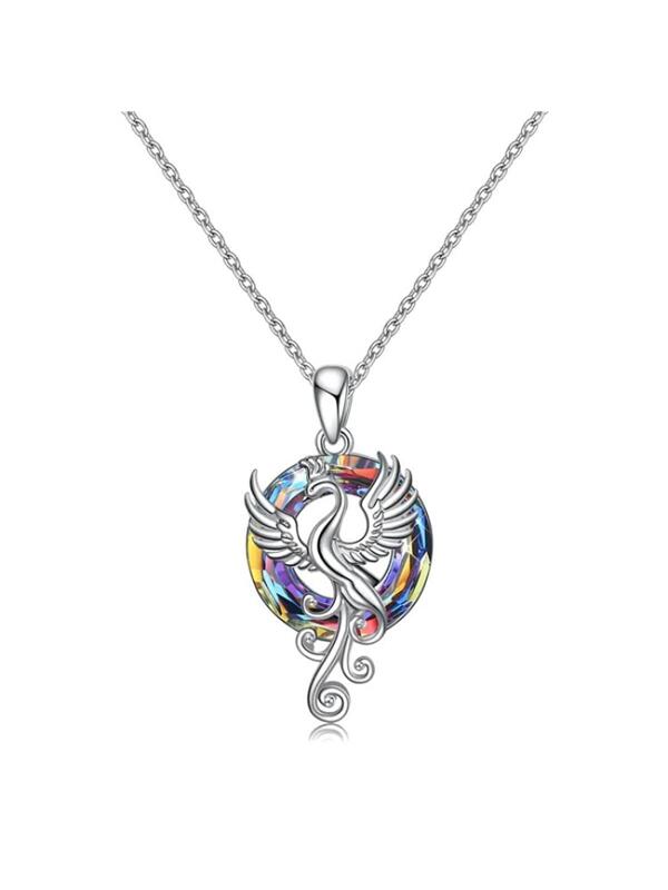 Fashionable Zinc Alloy Phoenix Detail Round Pendant Necklace, Exquisite Birthday Gift Fashion Punk Jewelry Gift For Men Popular